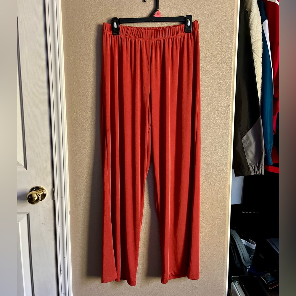Sz M CSC Studio Orange Wide Leg Pants with Elastic Waistband